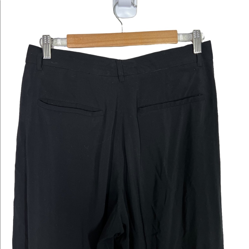 Helmut Lang Wide Leg Trouser Pants Silk Blend Black Front Pleat Women's size 10 - Picture 4 of 11
